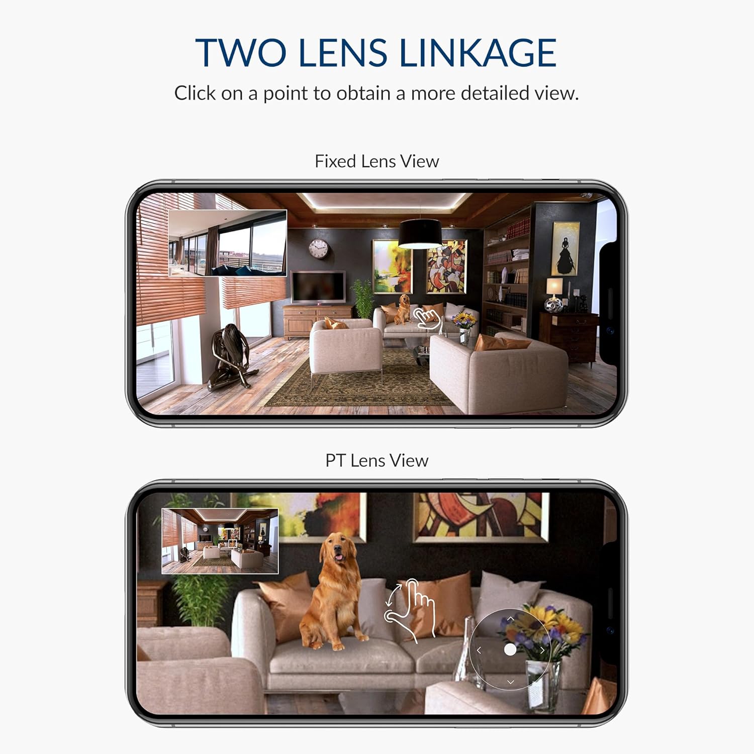 Dual-Lens Indoor Camera, Expanded View Angle, Phone Alerts Home Security Camera - Univercell