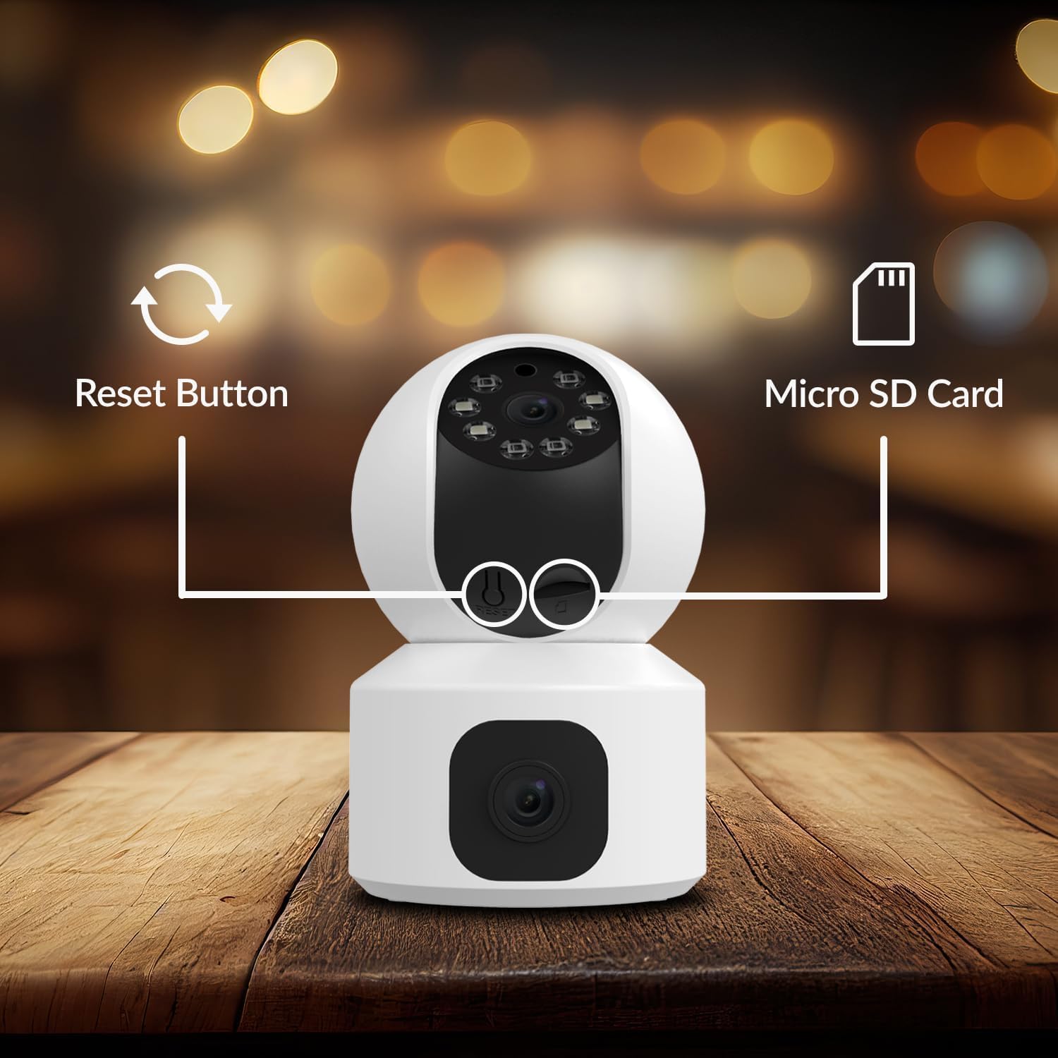 Dual-Lens Indoor Camera, Expanded View Angle, Phone Alerts Home Security Camera - Univercell