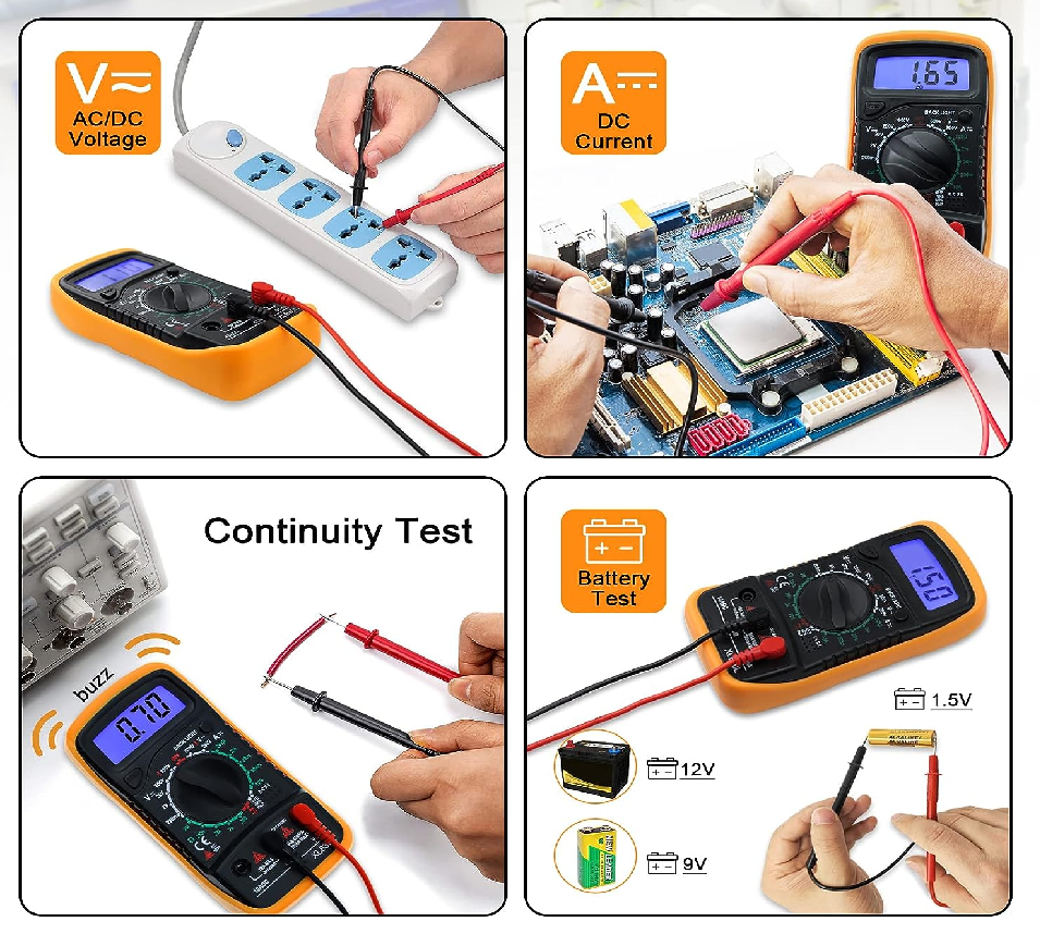 XL830L Multifunction Digital, LCD, Handheld Multimeter AC/DC Tester - Univercell