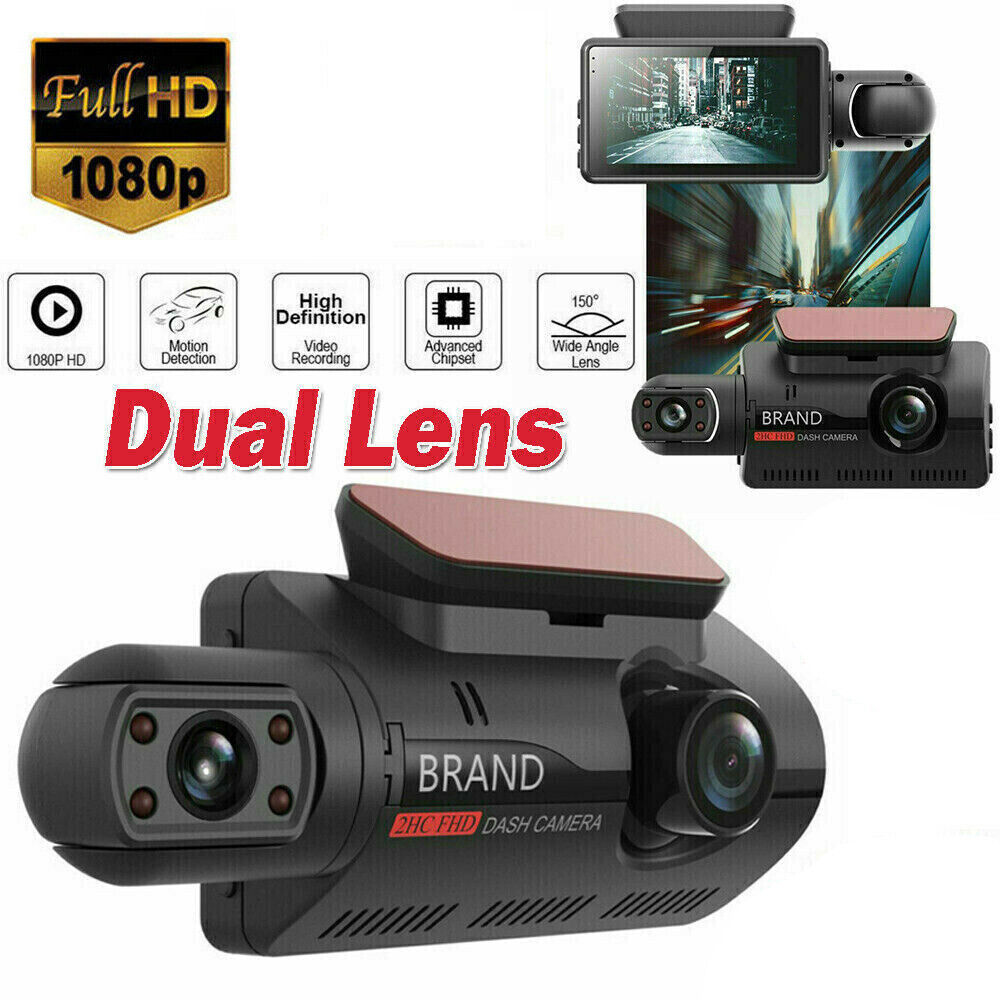 Front & Inside 3-inch Car DVR Dual Lens Dash Cam, Loop-Recording Car Camera - Univercell