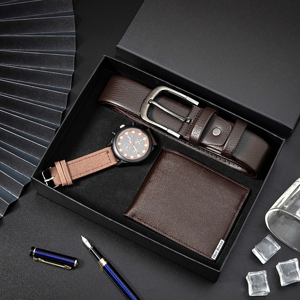 Hot Selling 3-in-1 Gift Set Luxury Leather Wallet, Watch and Belt for Men's - Univercell