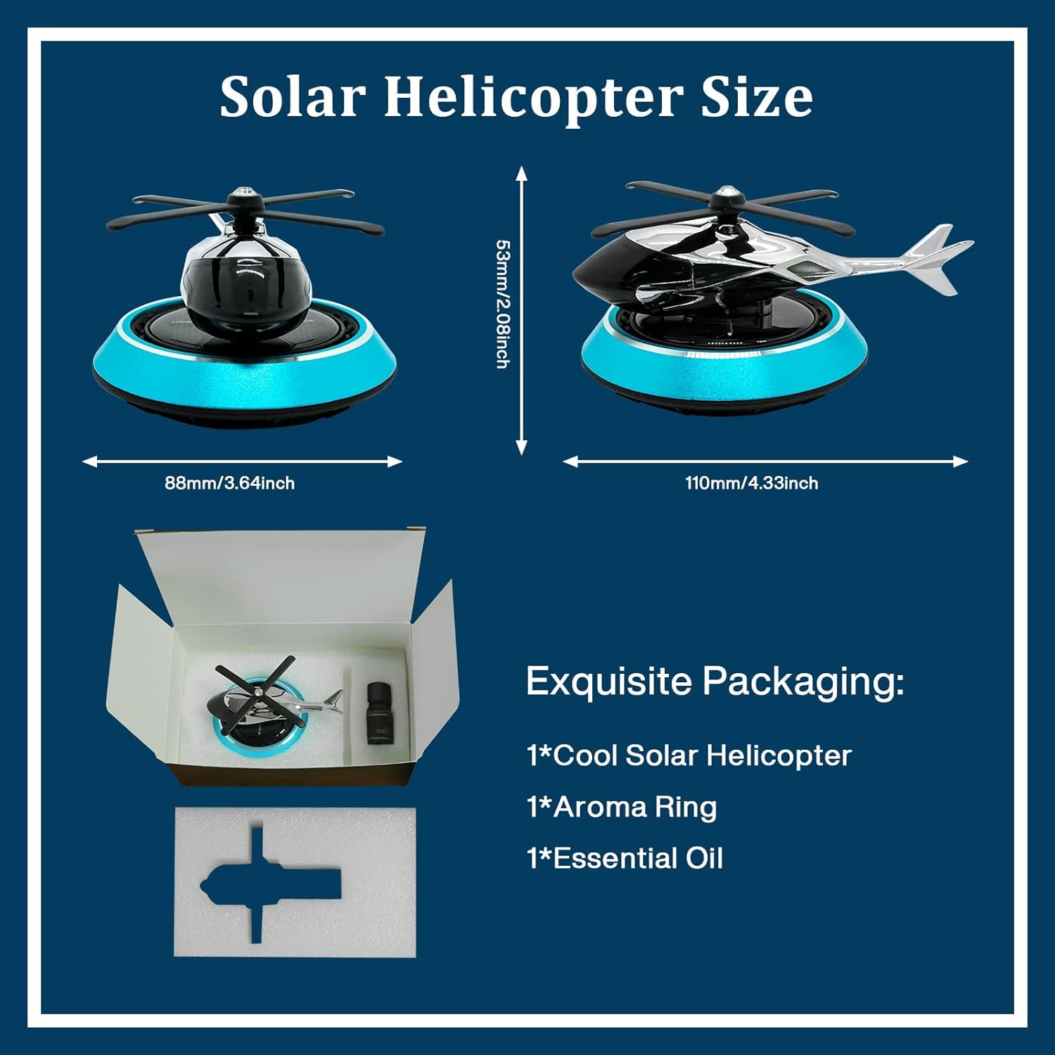 Helicopter Style Car Air Freshner Solar Power Diffuser car Dashboard Decoration - Univercell