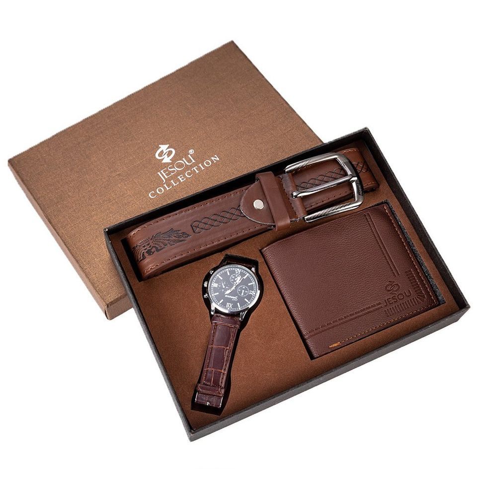 3-in-1 Luxury Gift set, Leather Watch, Wallet n Belt for Mens - Univercell