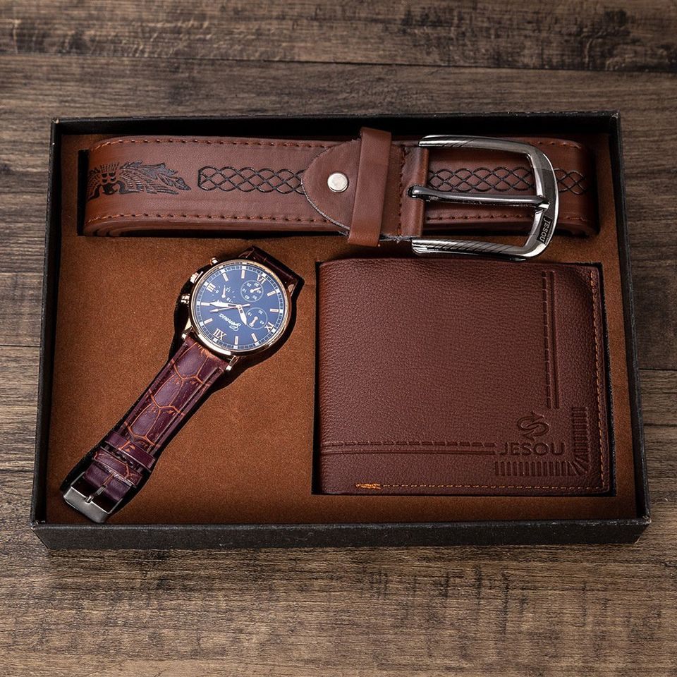 3-in-1 Luxury Gift set, Leather Watch, Wallet n Belt for Mens - Univercell