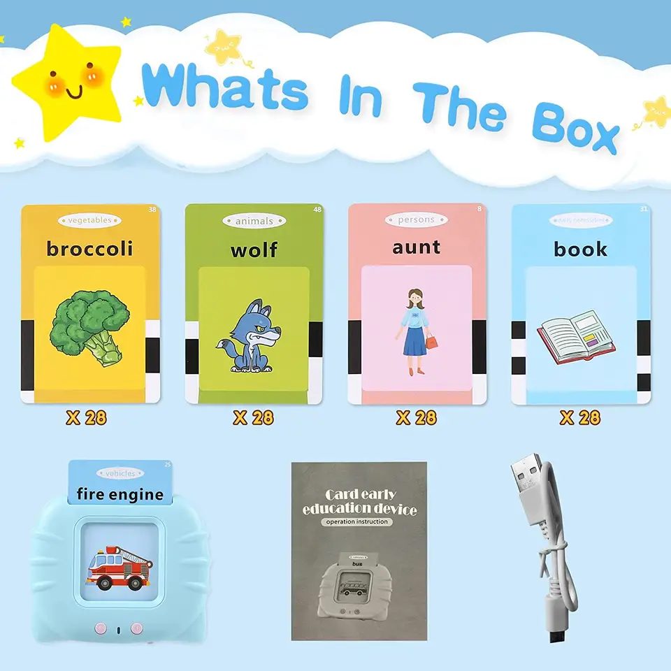 112 and 224 Cards Early Educational English Word Talking Flash Cards For Kids - Univercell