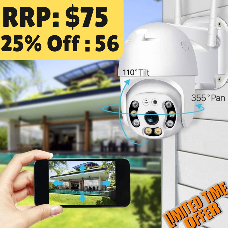 Outdoor Waterproof Security Camera, Wireless PTZ Rotation Day/Night Vision Camera