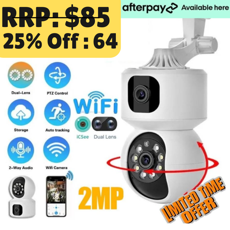 Dual-Lens Indoor Camera, Expanded View Angle, Phone Alerts Home Security Camera