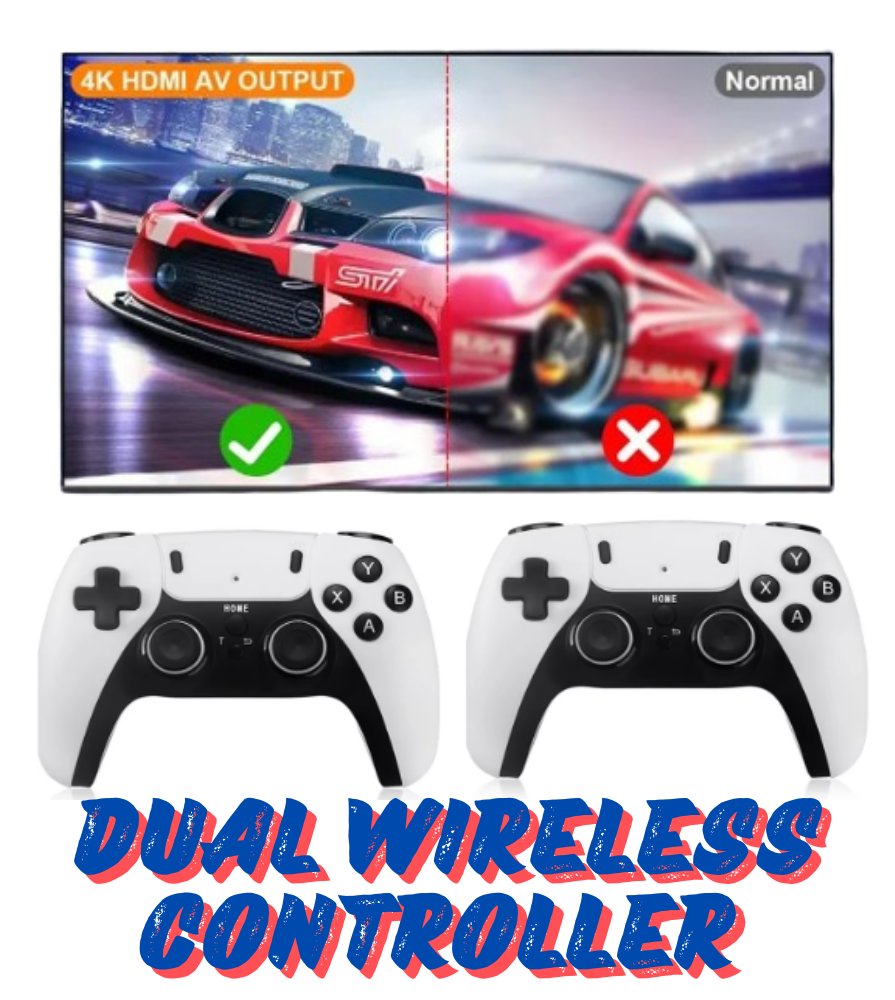 4K HDMI X9 PRO Retro Game Console 36,000 Cassic Games 64Gb Dual Wireless Controller Game Stick