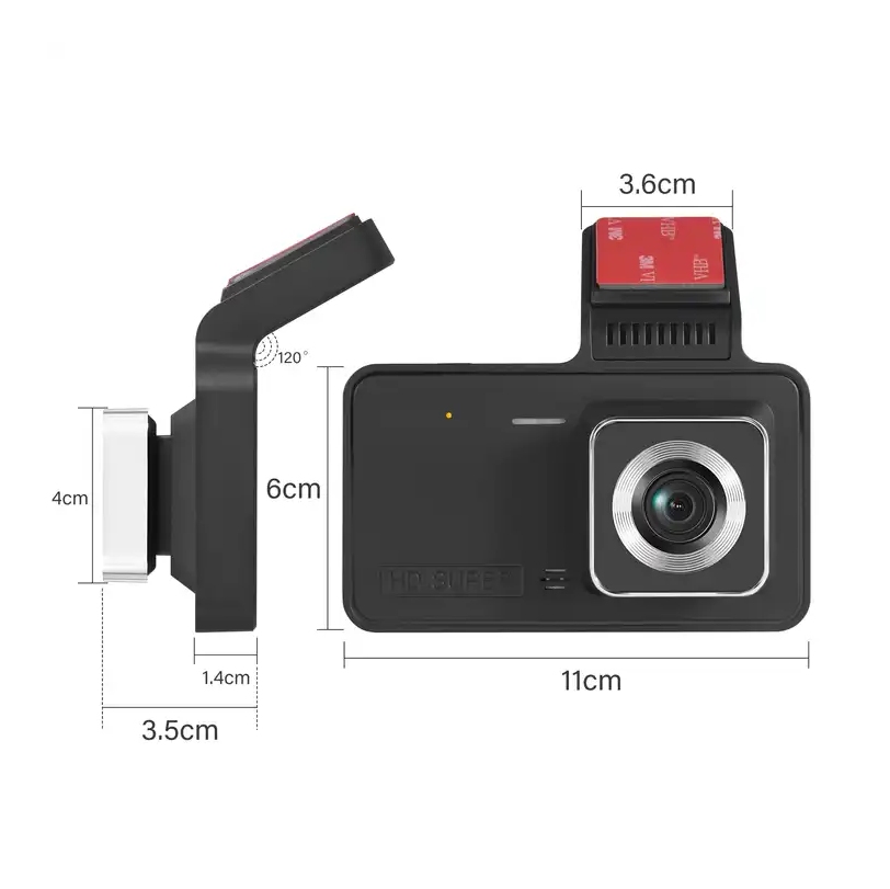 Front & Rear Wide Angle Dash Cam Loop Recording Car DVR Car Camera - Univercell