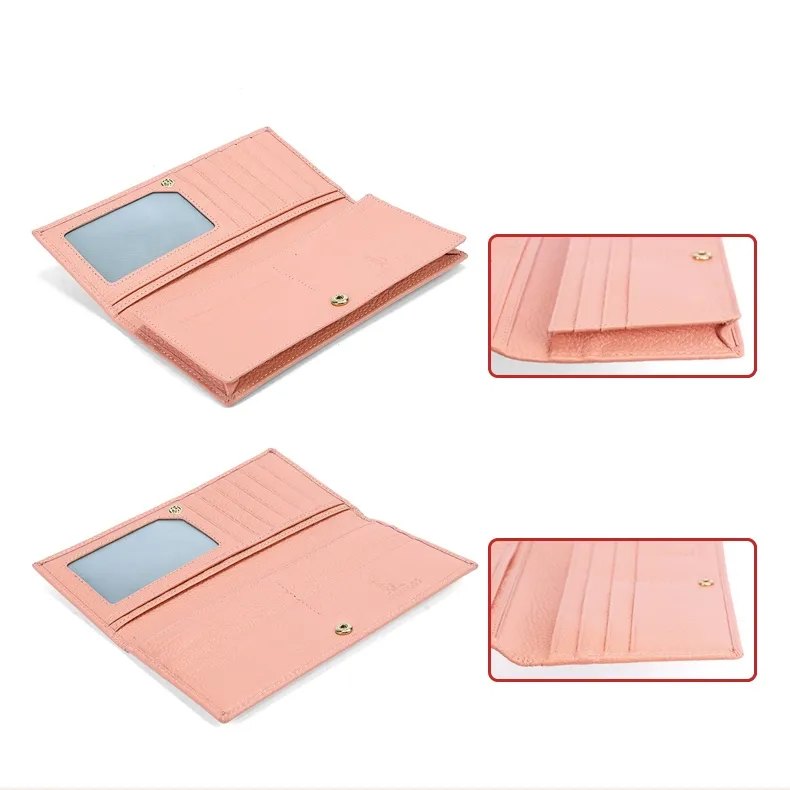 Women's Pink Leather wallet long Purse Card Holder Case for ladies - Univercell