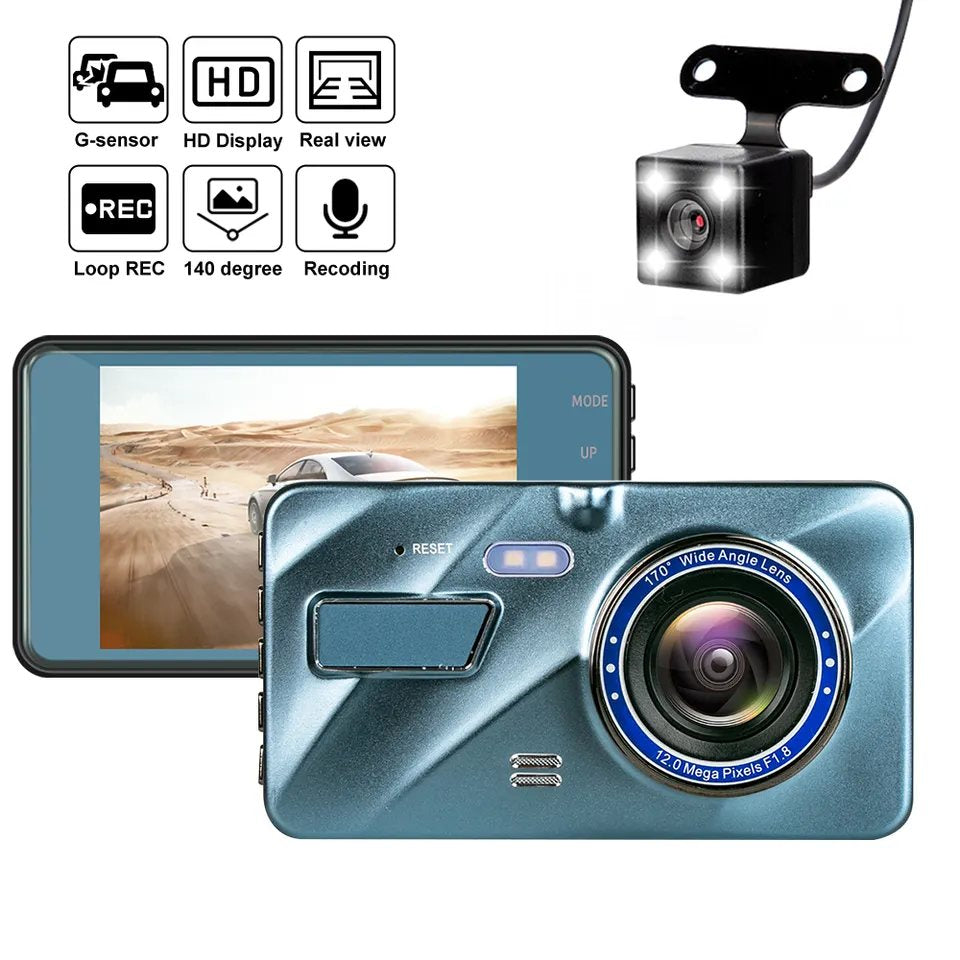 Touch Screen Dash Cam 4" 1080P Front/Rear Camera Dual Lens Car DVR Recorder - Univercell