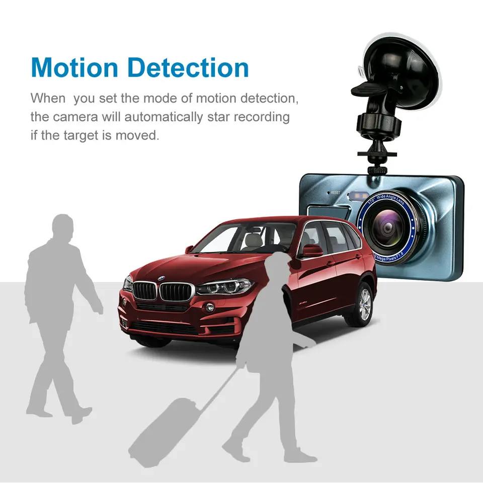 Touch Screen Dash Cam 4" 1080P Front/Rear Camera Dual Lens Car DVR Recorder - Univercell