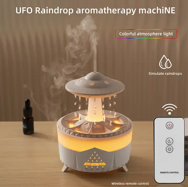 350ml Rain Cloud Aromatherapy Remote Essential Oil Diffuser, Desk Fountain Humidifier - Univercell