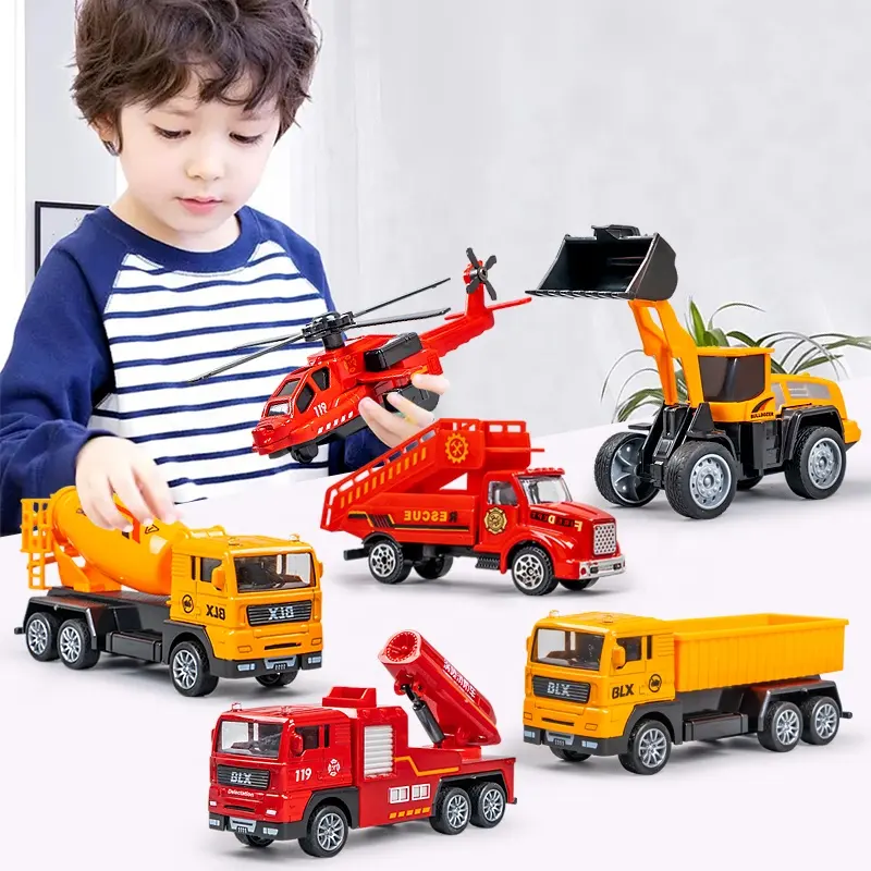 6pc Vehicles Mini Engineering Car, Truck, Helipcopter n more Toy Set for Kids - Univercell