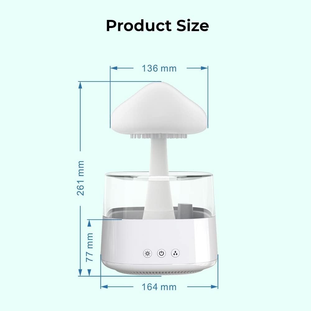 450ml Rain Cloud Mushroom Humidifier with 7 Colourful LED Night light Humidifier - Univercell