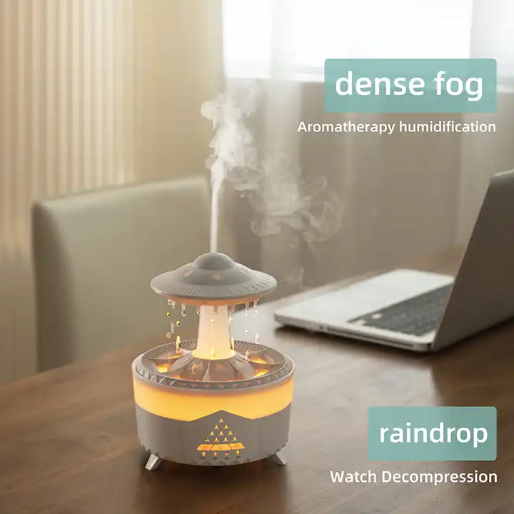 350ml Rain Cloud Aromatherapy Remote Essential Oil Diffuser, Desk Fountain Humidifier - Univercell