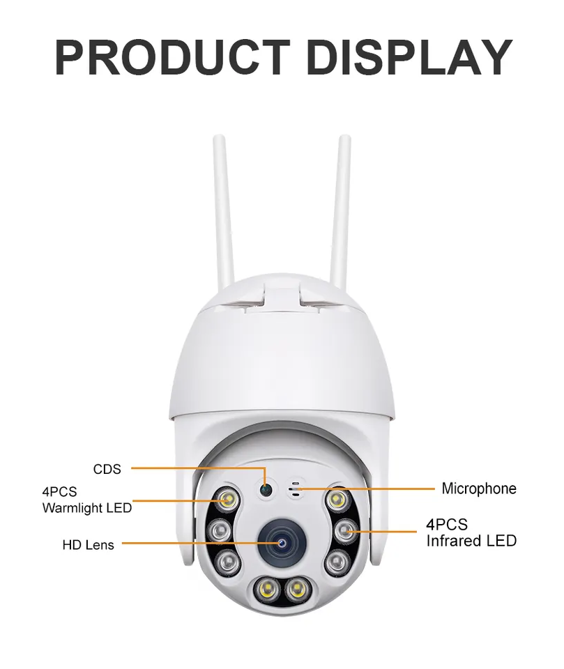 Outdoor Waterproof Security Camera, Wireless PTZ Rotation Day/Night Vision Camera - Univercell