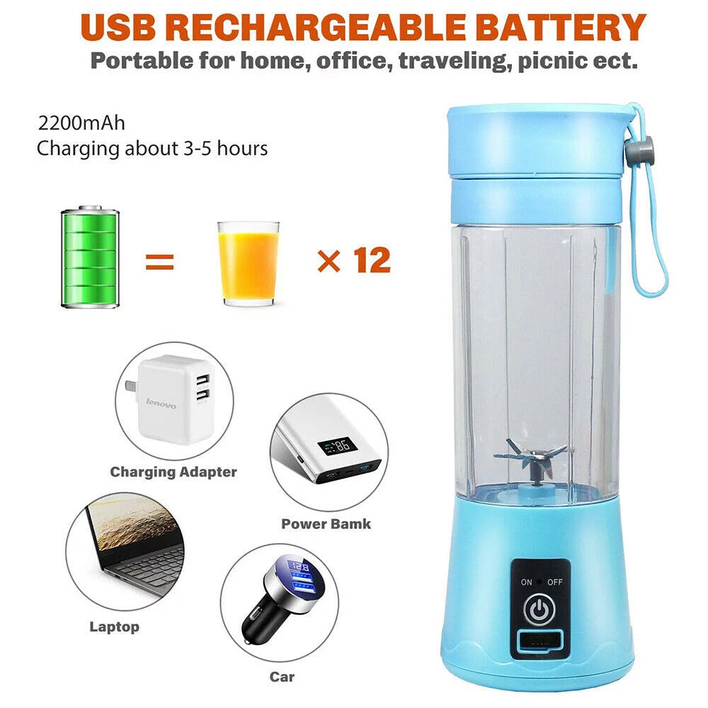 380ml Portable Personal Blender, Mini Juicer Cup USB Rechargeable and Personal Size Blender Smoothies Mixer - Univercell