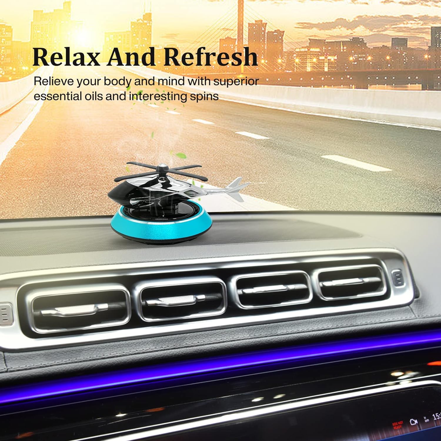 Helicopter Style Car Air Freshner Solar Power Diffuser car Dashboard Decoration - Univercell