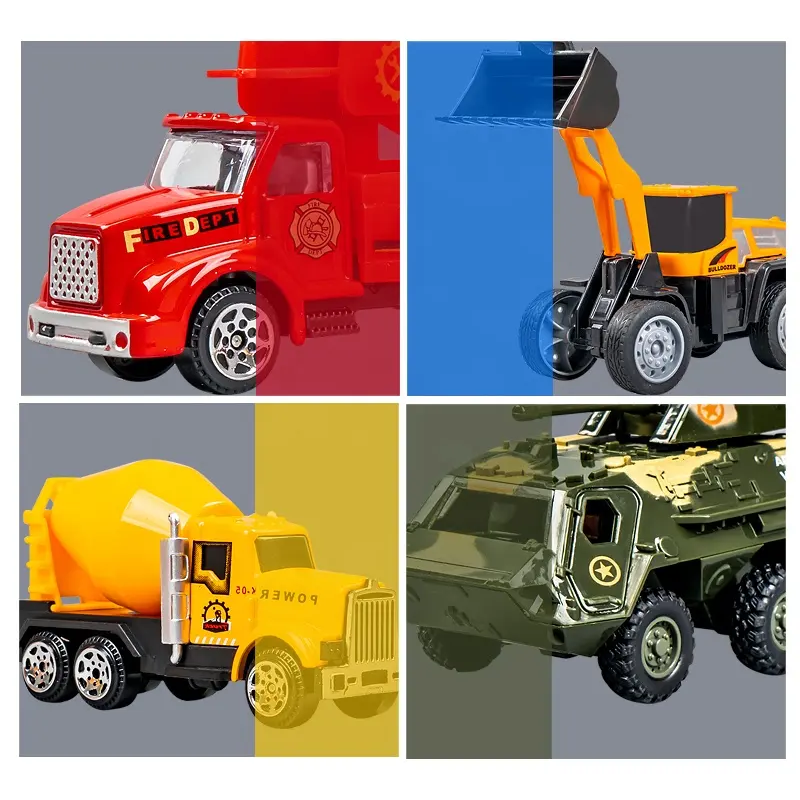 6pc Vehicles Mini Engineering Car, Truck, Helipcopter n more Toy Set for Kids - Univercell