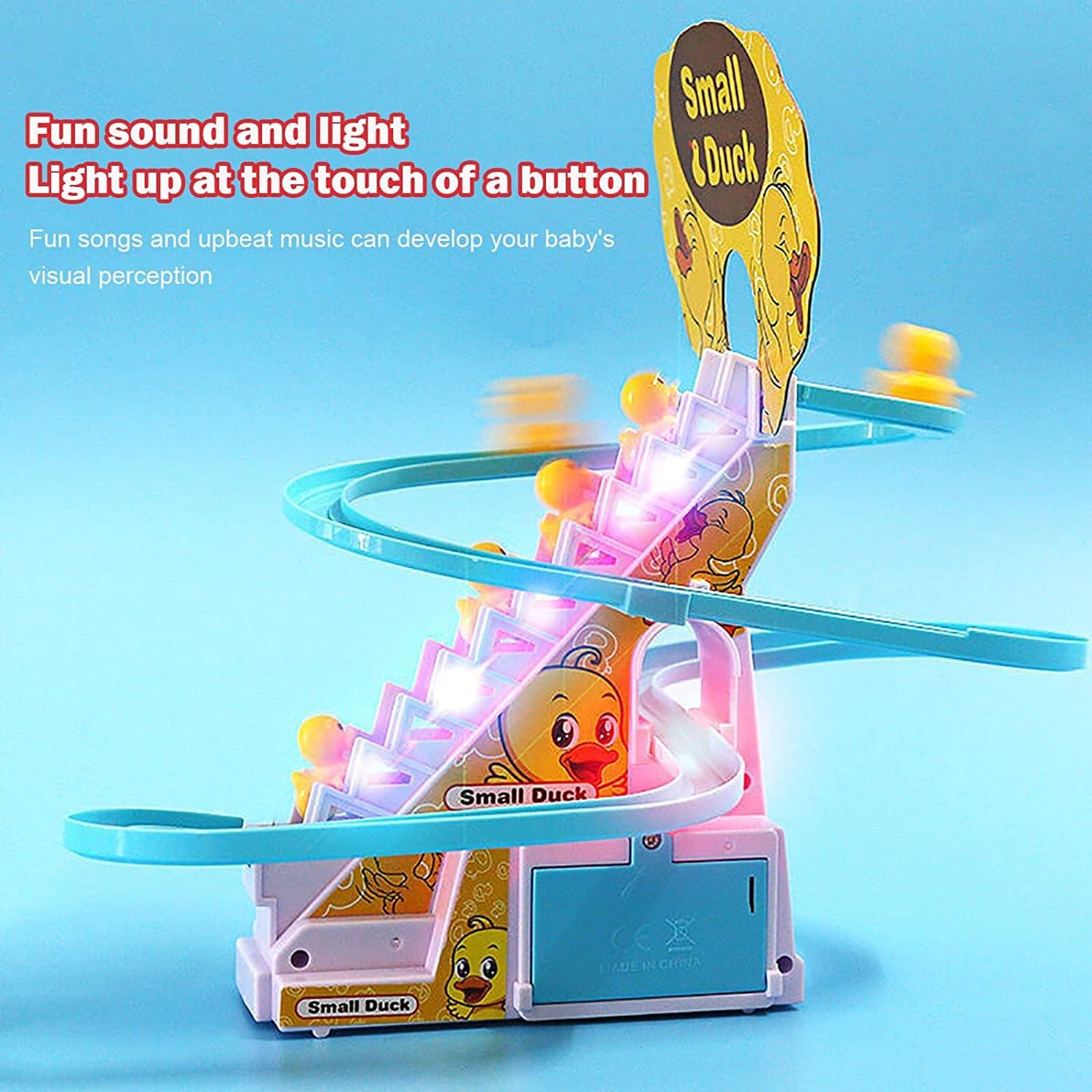 3 Duck Slide Toy Set, Funny Automatic Stair-Climbing Race Track with Lights n Music - Univercell