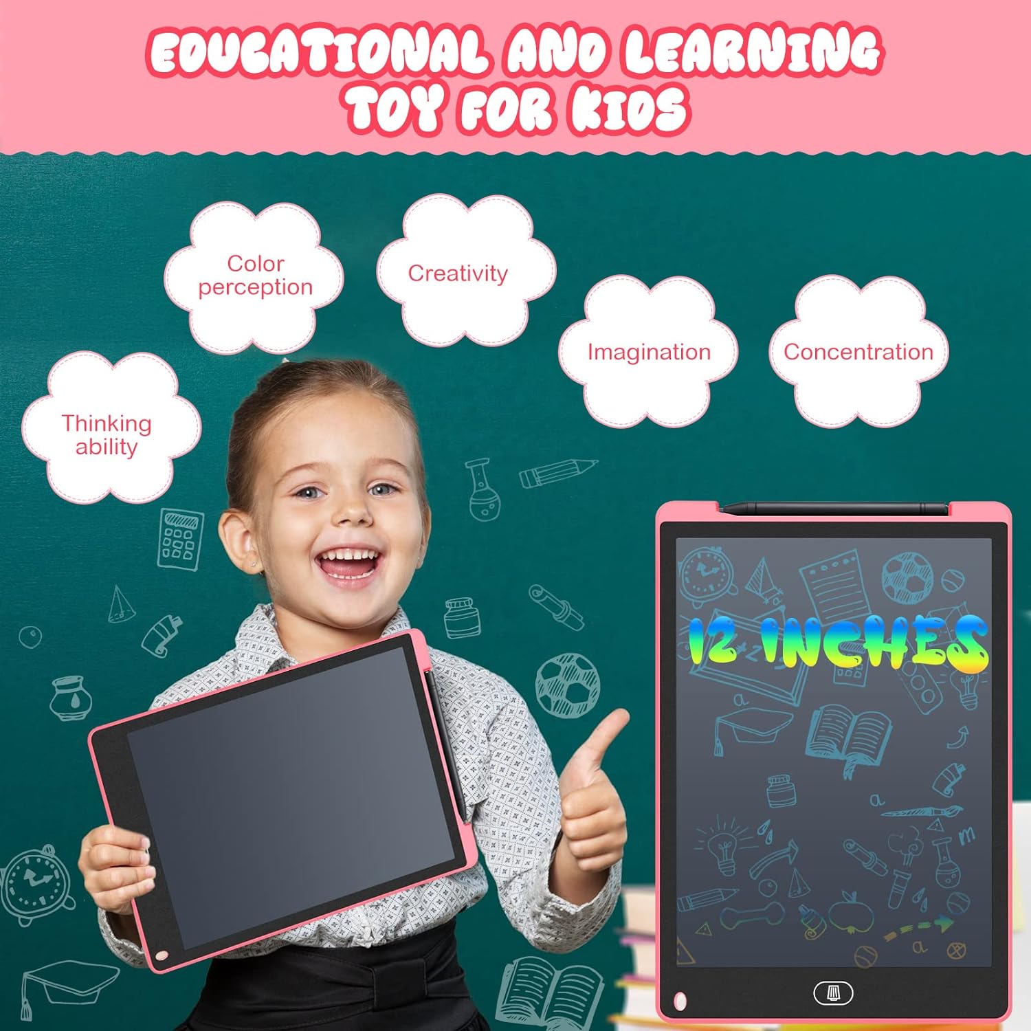 12-inch Electronic Doodle Drawing Writing Board Erasable N Reusable Digital Tablet for Kids - Univercell