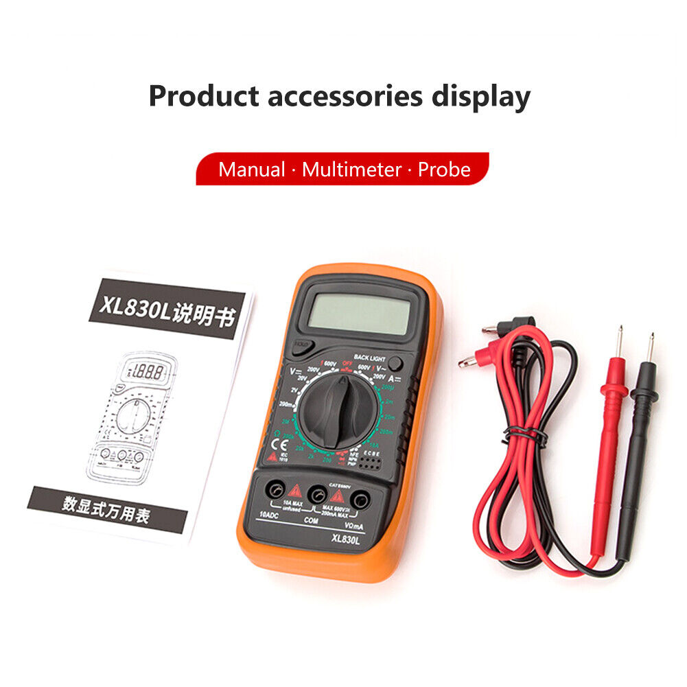 XL830L Multifunction Digital, LCD, Handheld Multimeter AC/DC Tester - Univercell