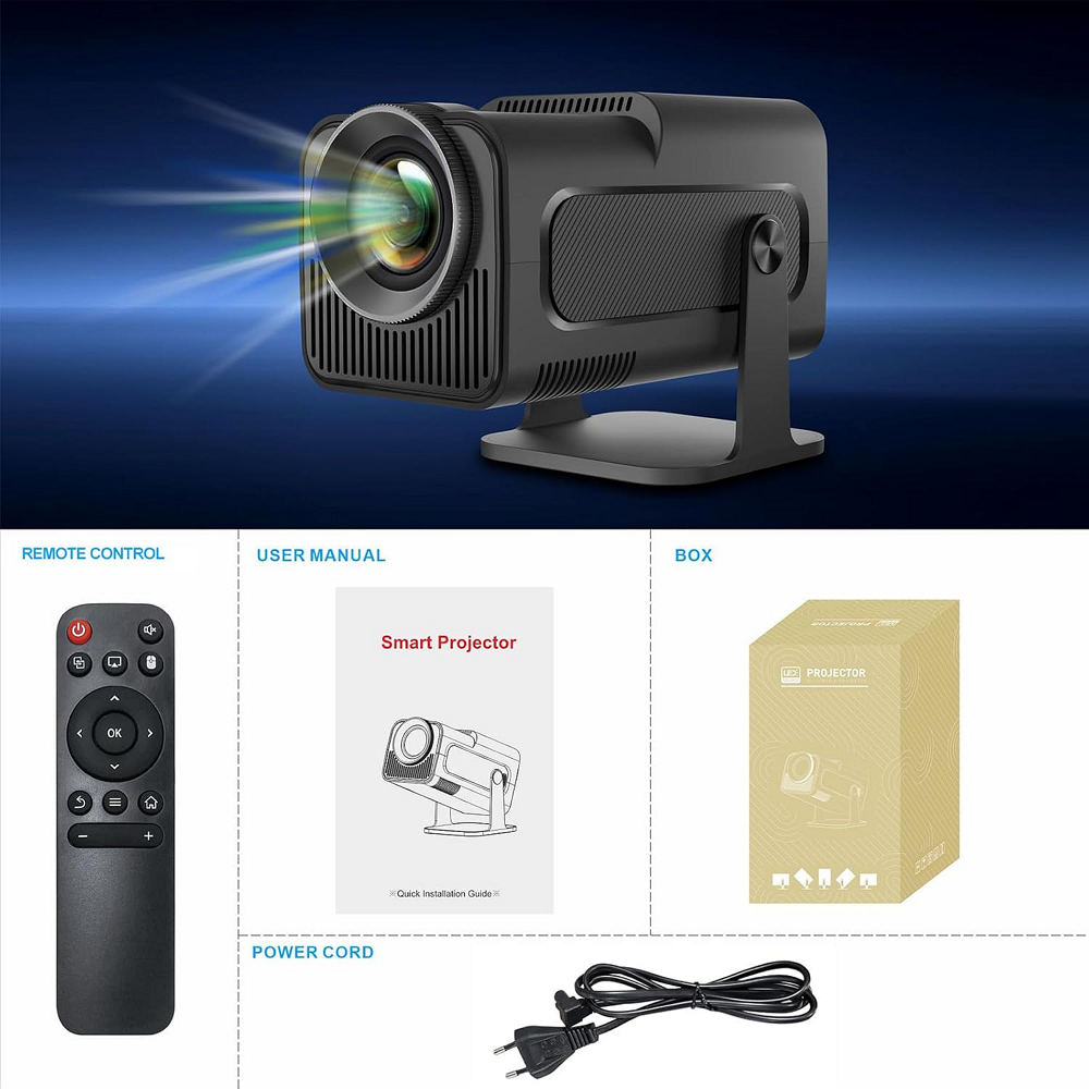 Android 11 390ANSI HY320 PRO Projector 4K 1080p Dual Wifi6/Bt5.0 Cinema Outdoor Portable Projetor