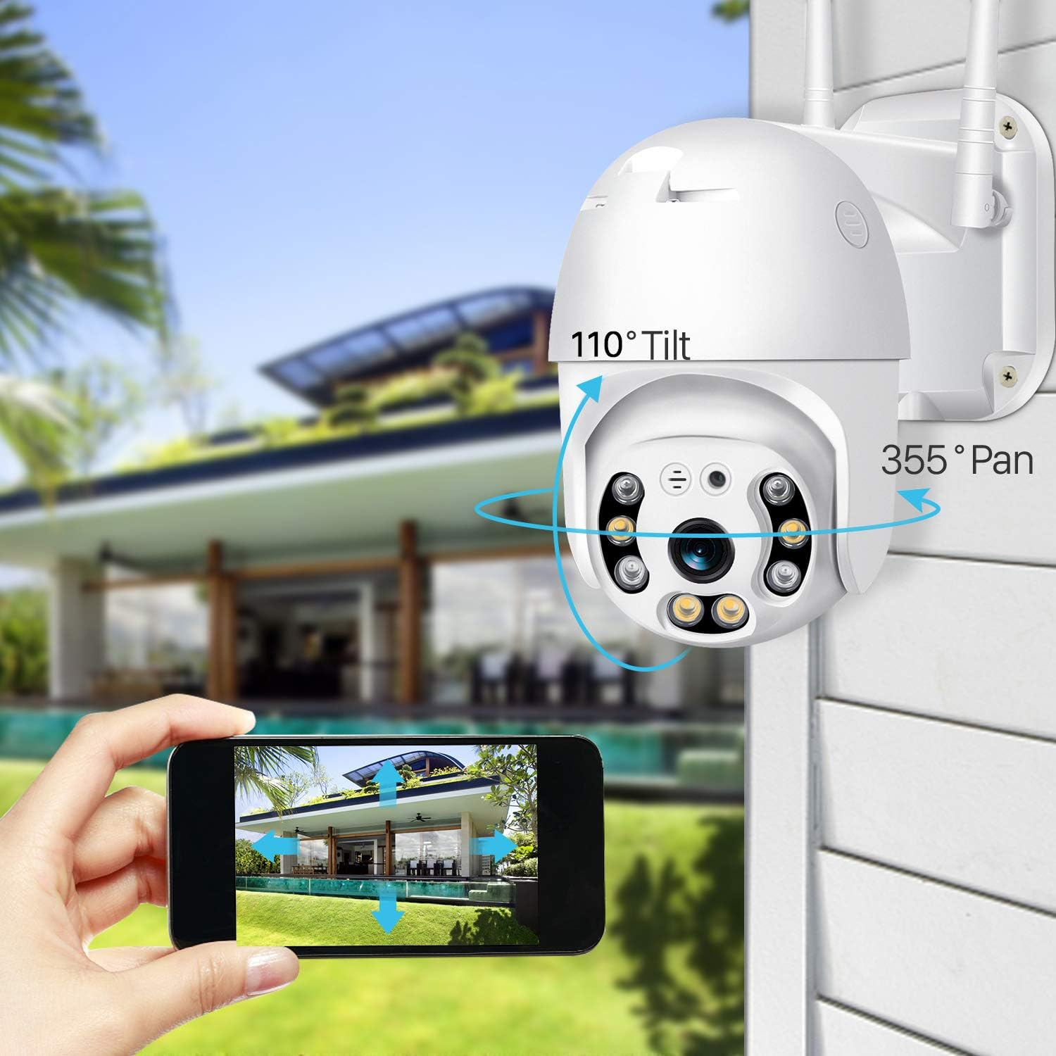 Outdoor Waterproof Security Camera, Wireless PTZ Rotation Day/Night Vision Camera - Univercell