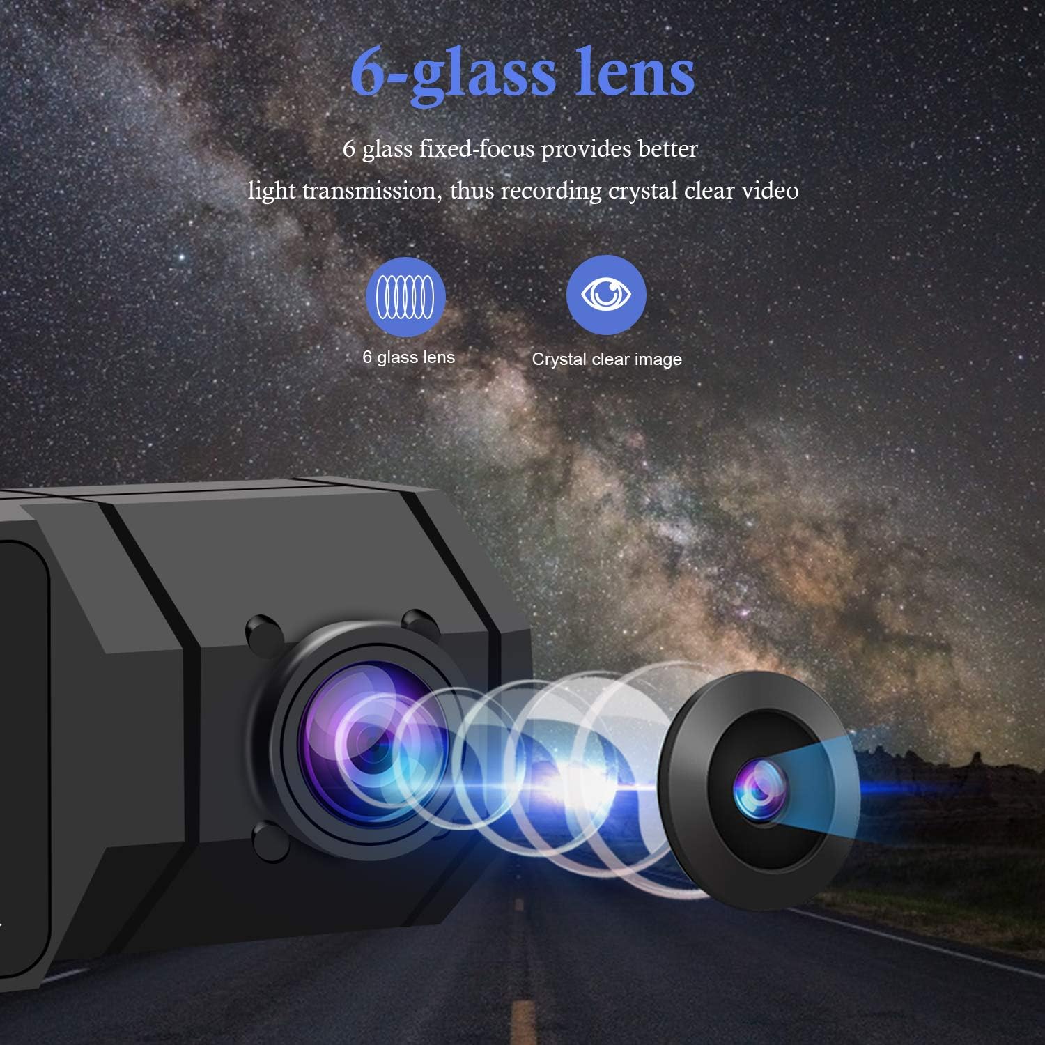 Front & Inside Dual Lens Dash Cam HD, Loop-Recording Car DVR Recorder Camera - Univercell