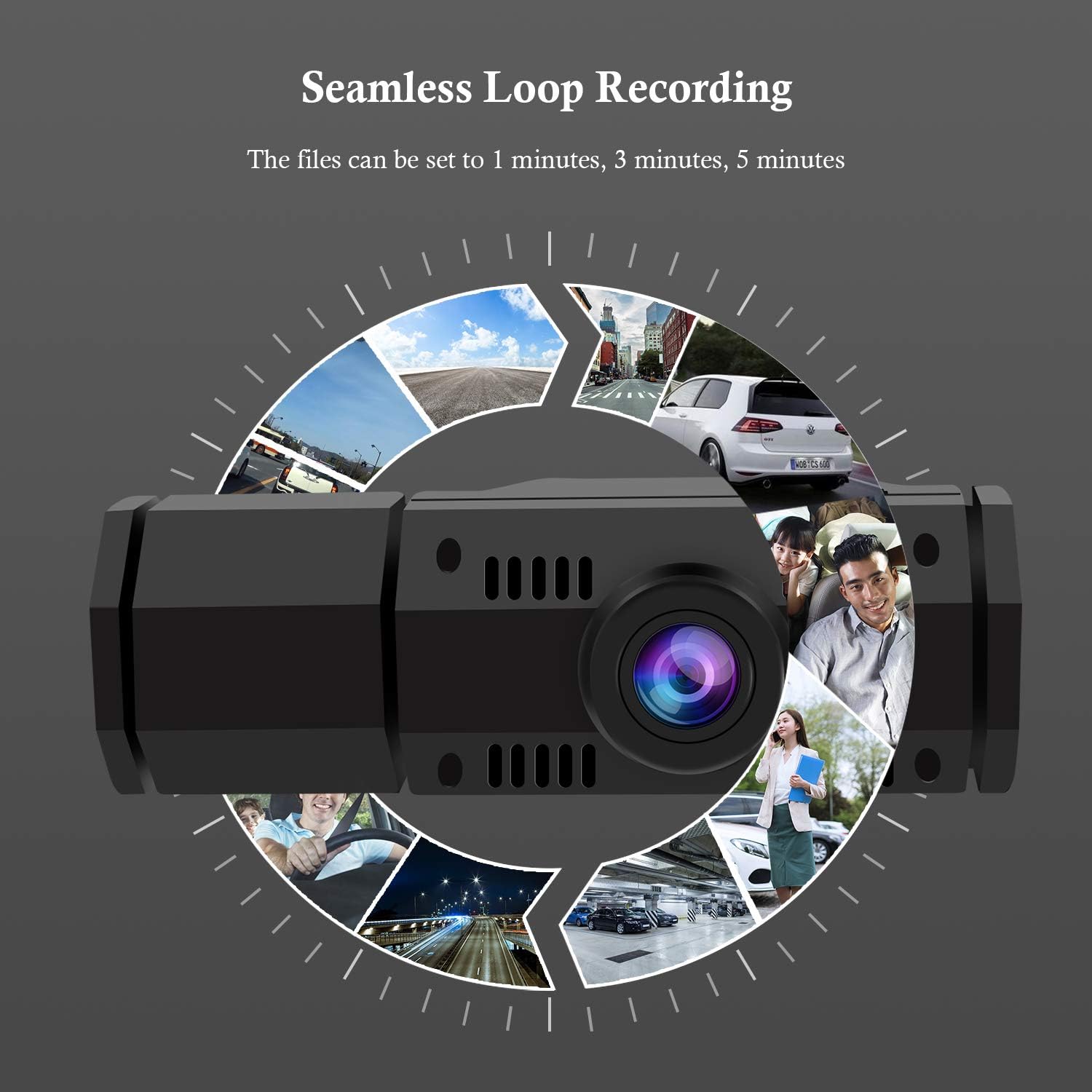 Front & Inside Dual Lens Dash Cam HD, Loop-Recording Car DVR Recorder Camera - Univercell