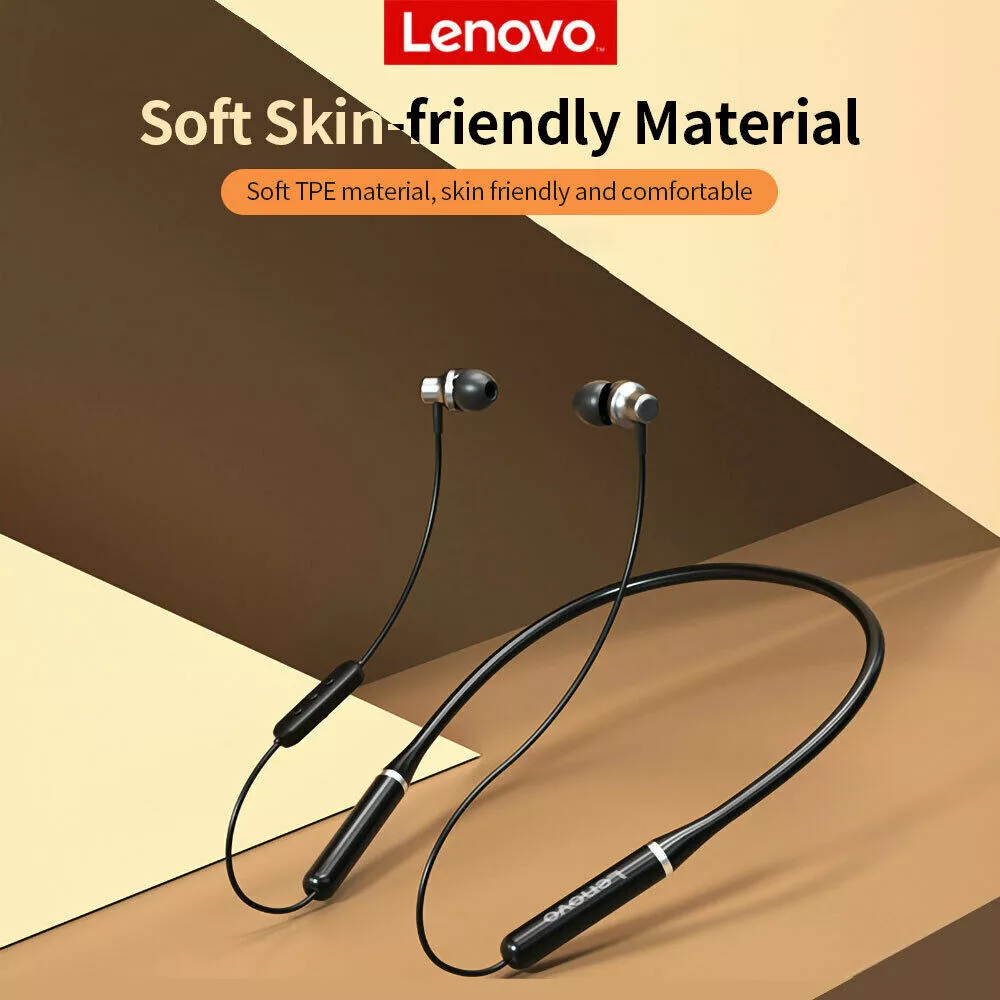 Lenovo HE05 Earphone Bluetooth 5.0 Wireless Headset Magnetic Neckband Headphone - Univercell