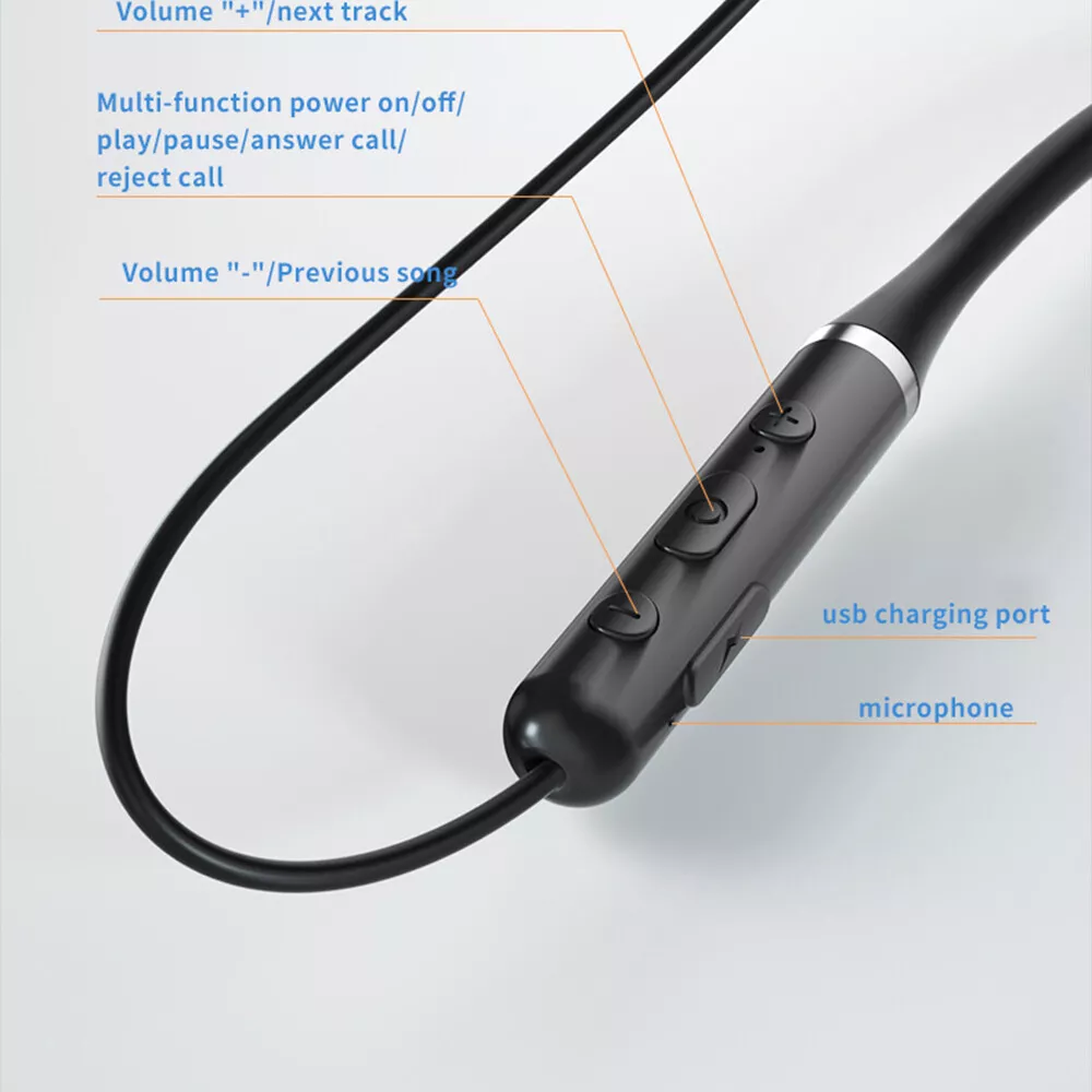 Lenovo HE05 Earphone Bluetooth 5.0 Wireless Headset Magnetic Neckband Headphone - Univercell