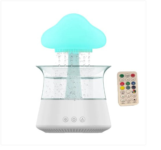 300ml Home Decor Rain Cloud Mashroom Water Drip Humidifier, 7 Color LED Night Lights with Remote