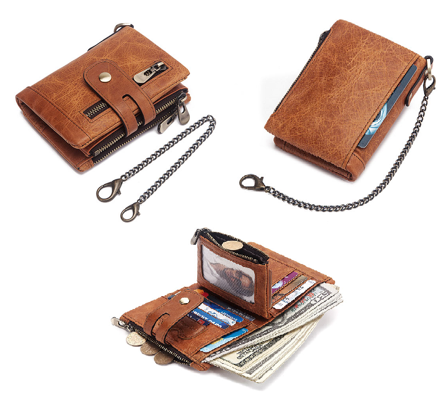 New Luxury Leather Multicard Holder n Chain Pocket Wallet for Men's - Univercell