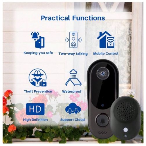 Smart Video Doorbell Camera Wireless Wifi Two Way Audio Waterproof Doorbell - Univercell