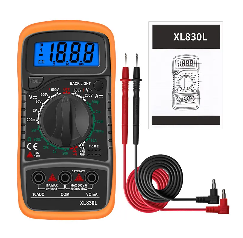 XL830L Multifunction Digital, LCD, Handheld Multimeter AC/DC Tester - Univercell