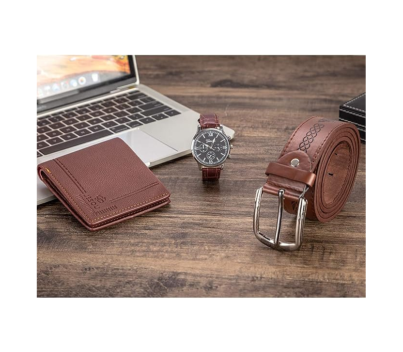 3-in-1 Luxury Gift set, Leather Watch, Wallet n Belt for Mens - Univercell