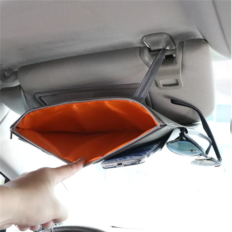 New Leather Car Sun Visor With Multi-card Holder, Storage Travel Holder with Multi Pocket - Univercell