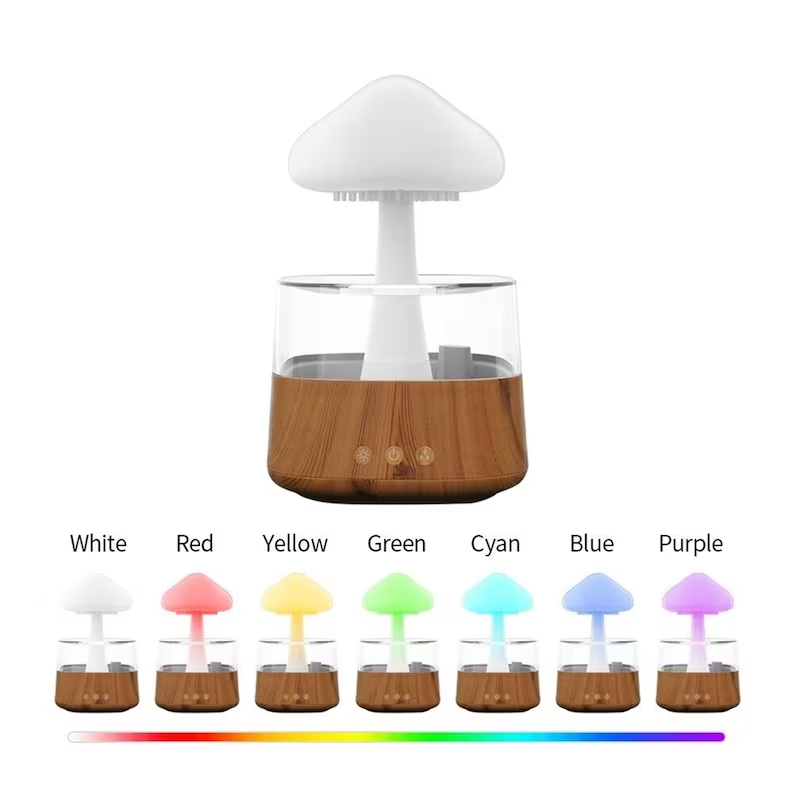 450ml Rain Cloud Mushroom Humidifier with 7 Colourful LED Night light Humidifier - Univercell