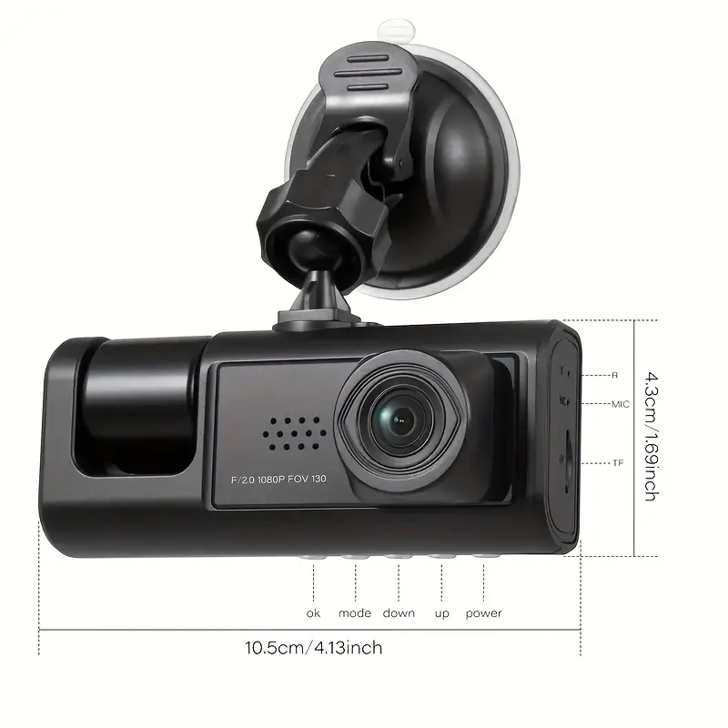 3 Channels Dash Cam For Car Camera Video Recorder Dashcam DVRs Black Box Dual Lens DVR With Rear View Camera - Univercell