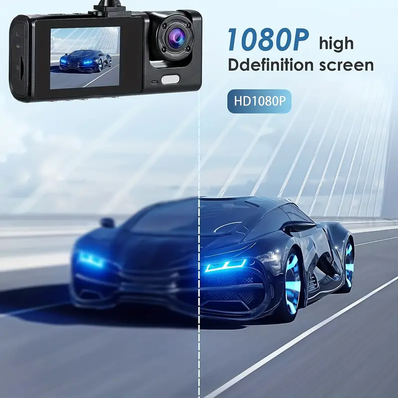 3 Channels Dash Cam For Car Camera Video Recorder Dashcam DVRs Black Box Dual Lens DVR With Rear View Camera - Univercell