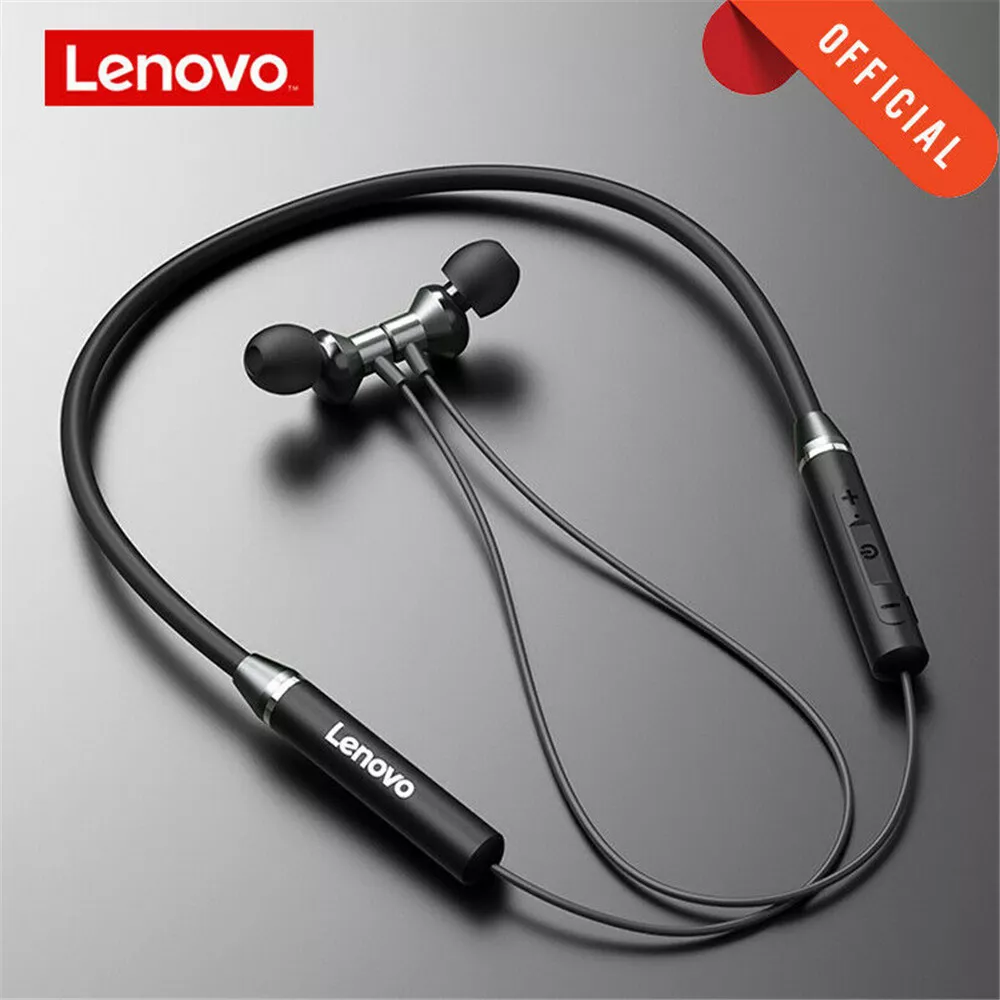 Lenovo HE05 Earphone Bluetooth 5.0 Wireless Headset Magnetic Neckband Headphone - Univercell