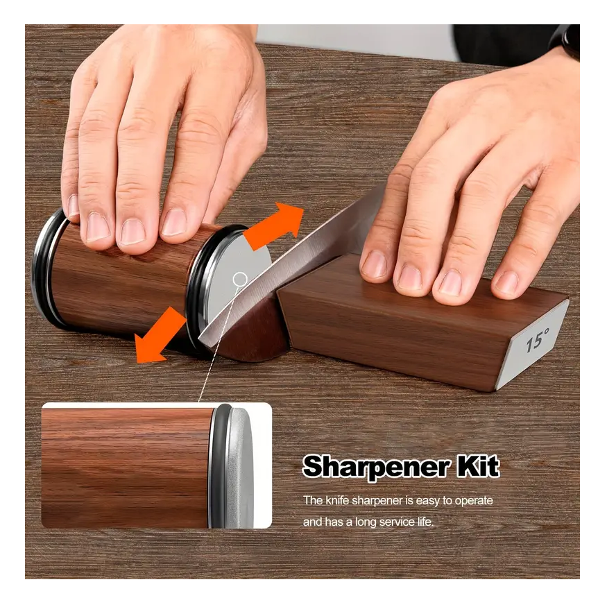 Rolling Knife Sharpener with Non Slip Base for Kitchen - Univercell