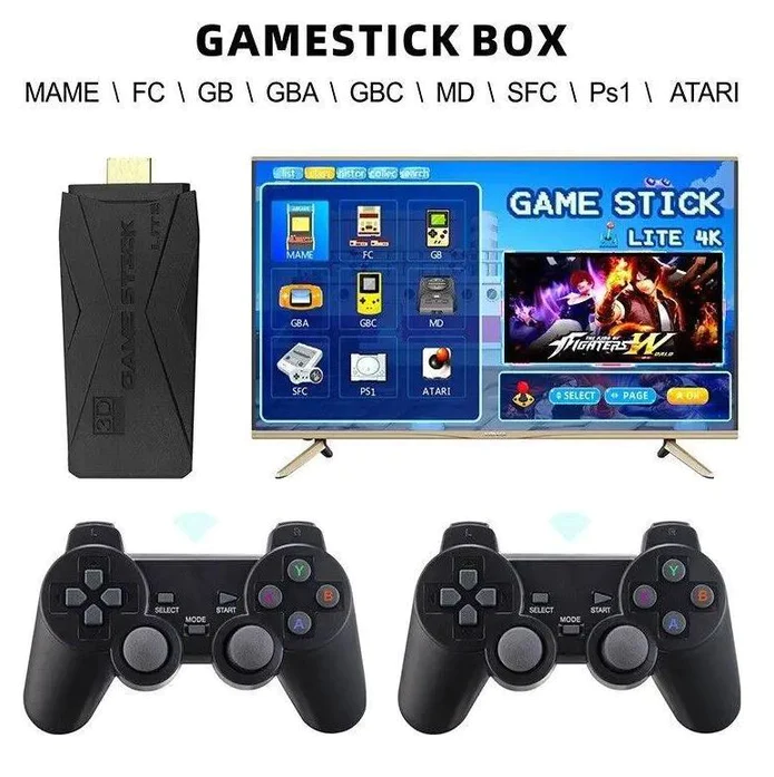 X2 Plus Upgraded Plug n Play Game Stick Retro Console Double Wireless Controller 30000+ inbuild games 64GB - Univercell