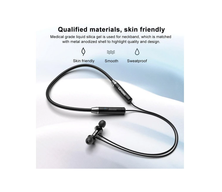 Lenovo HE05 Earphone Bluetooth 5.0 Wireless Headset Magnetic Neckband Headphone - Univercell