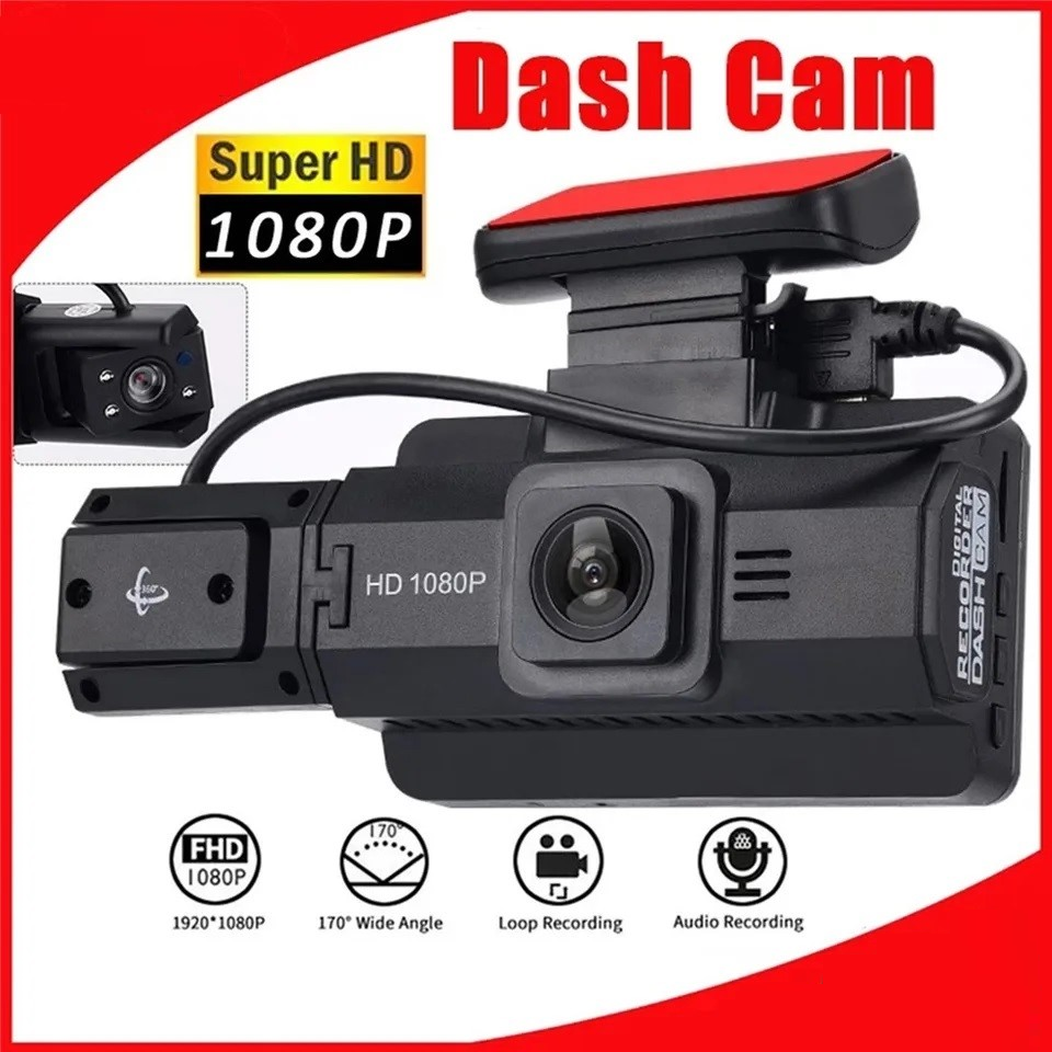 Front & Inside Dual Len Car DVR Dash Cam HD Camera Video Recorder Night Vision - Univercell