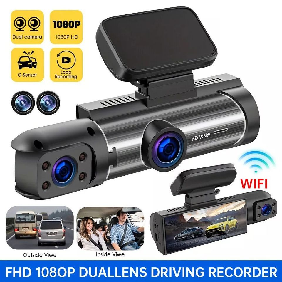 3-Inch Dual Lens HD Front & Inside G-Sensor Car DVR Wifi Dash Camera