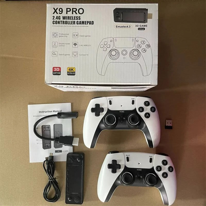 4K HDMI X9 PRO Retro Game Console 36,000 Cassic Games 64Gb Dual Wireless Controller Game Stick