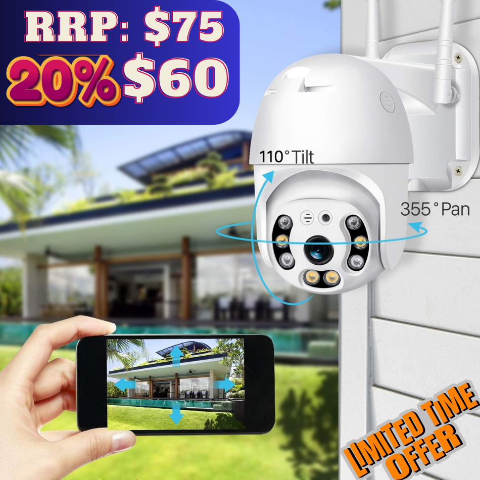 Outdoor Waterproof Security Camera, Wireless PTZ Rotation Day/Night Vision Camera - Univercell